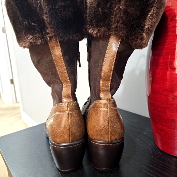 JAMBU JBU Adventure Designs Vegan Brown & Fur Zip Up Boots Women's Size 9M - Picture 2 of 10